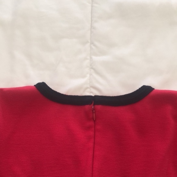 Talbots hot pink ribbed sheath dress with navy embroidered neckline size small - Picture 8 of 9